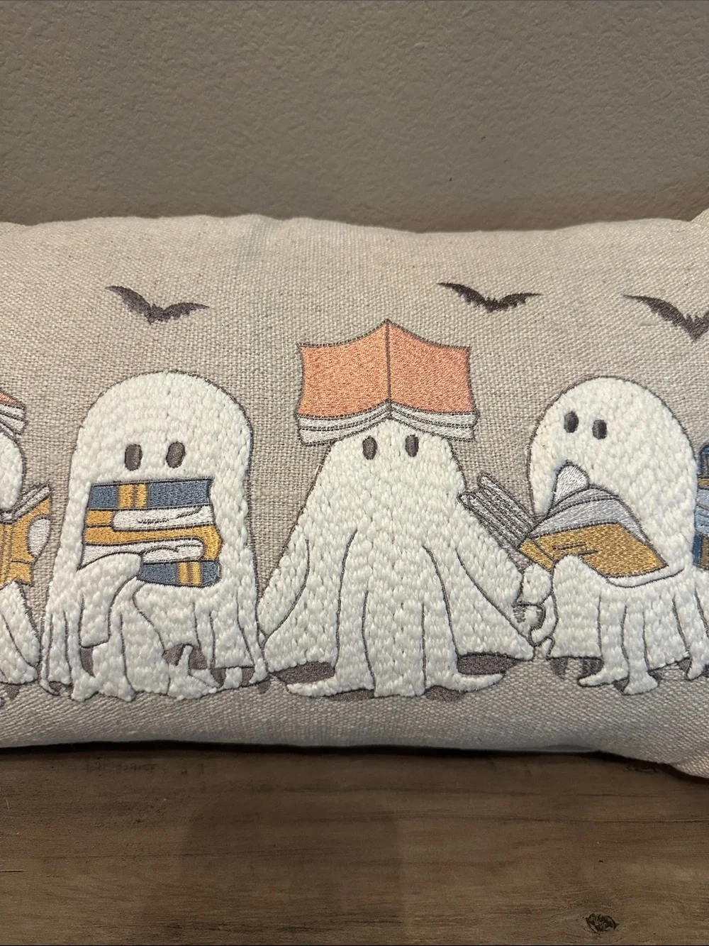 Cynthia Rowley Cream Embroidered Ghost Decorative Pillow